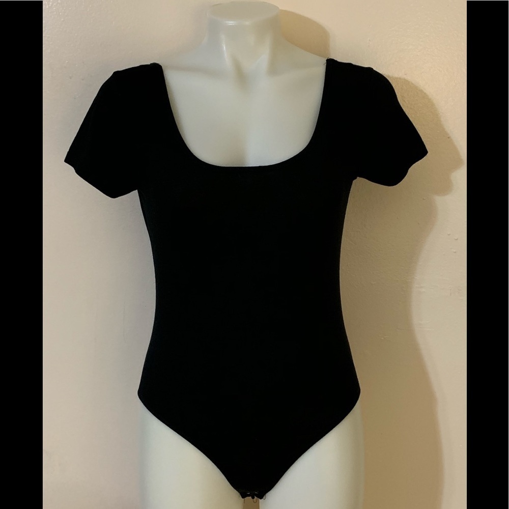 Heart & Hips Black Blouse Leotard Sz L